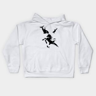 Wonderful little seahorse and orca Kids Hoodie